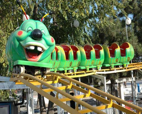 Green worm roller coaster ride