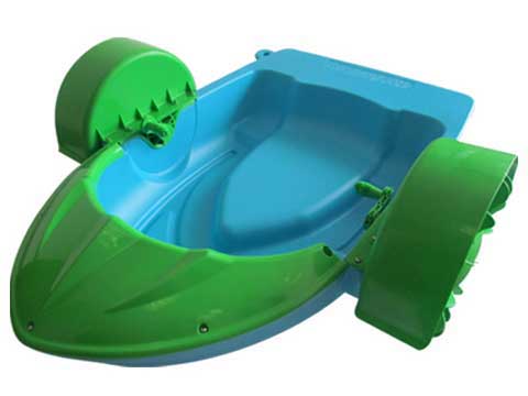 Small hand paddle aqua boat in the swimming pool inflatable