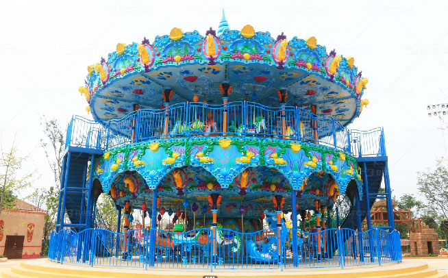 Ocean theme double decker carousel ride 